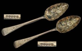 Pair of Silver Fruit Spoons, hallmark for London 1777, Maker TH & GH - Thomas & George Hayter.