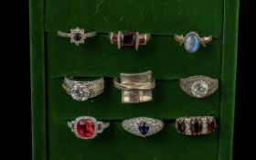 Great Collection of ( 9 ) 925 Silver & Different Stone Set Rings. All Stamped for Silver. Various
