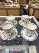 Four Russian Lomonosov Cups & Saucers, from the Imperial Porcelain Manufactory, St Petersburg.