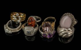 Great Collection of ( 9 ) 925 Silver & Different Stone Set Rings. All Stamped for Silver. Various
