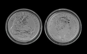 Royal Mint Brittania 1oz Fine Silver Coin - Purity 999. Still In Capsule. Date 2021. Mint