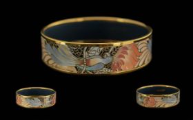 Michaela Frey Enamelled 'Ava' Parrot Bangle, in intricate nude, peach, coral and pale blue fired