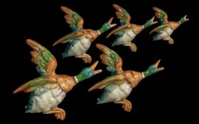 Beswick Hand Painted Set of 5 Figural Bird Wall Plaques.