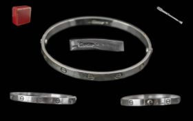 Cartier Ladies Signed 18ct White Gold Ba