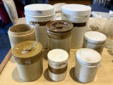 Two Large Lidded Apothecary Jars, white,