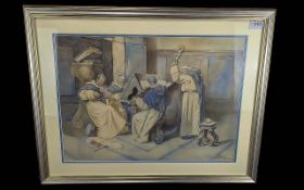 Signed Watercolour depicting four Eccles