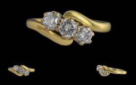 Ladies 18ct Gold 3 Stone Diamond Set Rin