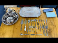 Box of Silver Plated Ware, comprising a
