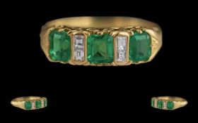 18ct Gold Quality Emerald & Diamond Ring