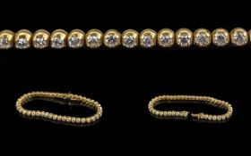 Ladies Pleasing Quality 18ct Gold Diamond Set Line Bracelet - Marked 750. Well Matched Diamonds Of