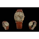 Tissot Gents 9ct Gold Mechanical Wrist Watch with Pearl Coloured Dial, Gold Markers, Seconds