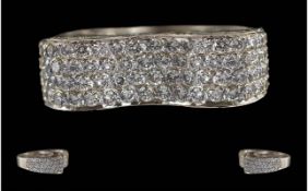 Ladies Modern and Impressive 18ct White Gold Diamond Set Fashion Ring, Circle within Heart