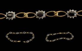 Ladies Pleasing Ladies 14ct Gold Sapphire / Diamond Set Bracelet, Marked for Gold. Pleasing