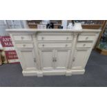 A Stanley Furniture Company Limed Oak Sideboard/Buffet Table, with six drawers above cupboards.