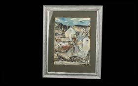 Terry McGlynn (1903-1973) Framed Mixed Media Painting titled 'Split-Dalmatia', framed under glass