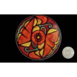 Poole Pottery Large Plate, Delphis design, hand painted, 14'' diameter. Vibrant and colourful