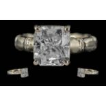 Ladies - Excellent 18ct White Gold Single Stone Diamond Set Ring. Full Hallmark to Interior of