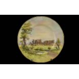 Hand Painted Worcester Porcelain Plate, of Kenilworth Castle, signed J Nicholls.