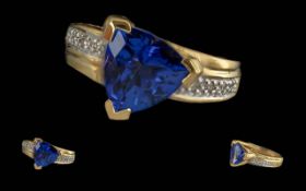 Ladies - Excellent Quality 18ct Gold Tanzanite and Diamond Set Ring. Full Hallmark to Interior of