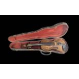 Antique Violin in Fitted Case, with two bows, one of which is antique the other modern. Total length