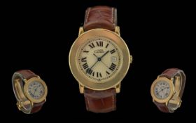 Must-De-Cartier Expensive and Quality Ladies Gold on Silver Quartz Wrist Watch of Circular Form.