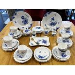Royal Copenhagen Tea Service, No. 1694, blue and white pattern, comprising cups, saucers, side