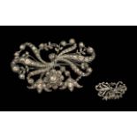 18th/19th entury Diamond Adapted Floral Brooch. mine cut diamonds in a floral setting. Old lead
