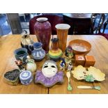 Mixed Lot of Collectibles, including Carlton Ware salt and pepper set, vases, wall mask, Wade salt