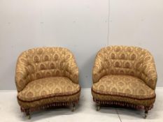 A pair of Provosi upholstered 'Tuffet' armchairs, width 94cm, depth 82cm, height 86cm. Condition -