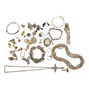 A quantity of assorted mainly silver and white metal jewellery including bracelets, necklace,