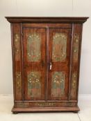 An 18th century Swiss painted pine armoire, width 131cm, depth 54cm, height 169cm. Condition - fair