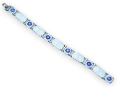 A Norwegian sterling and enamel bracelet, by David Andersen, 18.6cm. Condition - fair to good