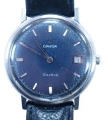 A gentleman's late 1960's stainless steel Omega manual wind wrist watch, with baton numerals and