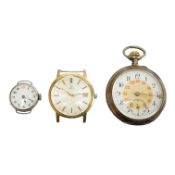 A gentleman's steel and gold plated Omega manual wind wrist watch, no strap, case diameter 35mm,