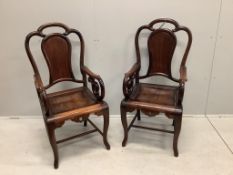 A pair of Chinese hongmu elbow chairs exhibited at British Empire Exhibition Wembley 1924, width