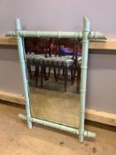Two French rectangular faux bamboo wall mirrors, one later painted, larger width 66cm, height