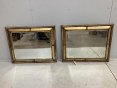 A pair of Regency style rectangular giltwood and composition marginal plate cushion framed