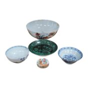 Chinese porcelain to include a famille noire dish and Imari bowl together with an 18th century