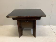 A mid century chrome mounted draw leaf extending dining table, width 145cm extended, depth 76cm,