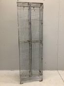 A wire work locker, width 60cm, depth 31cm, height 197cm. Condition - fair