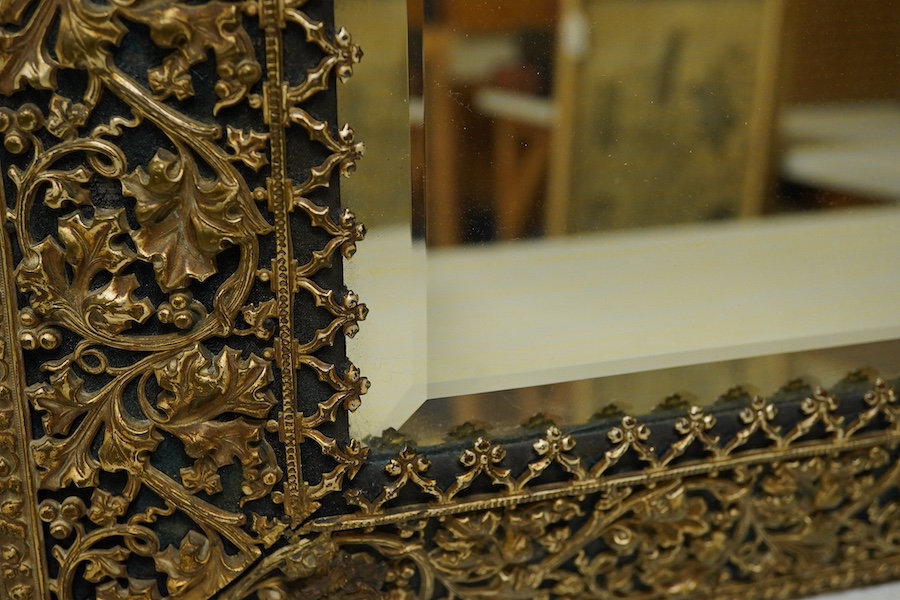 A period-style embossed metal easel mirror, 41cm x 50cm. Condition - easel stand missing now - Image 3 of 4