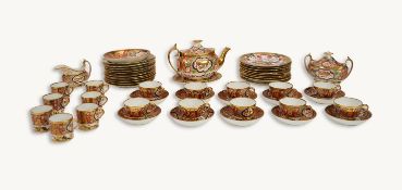 A Spode pattern 1291 part teaset and a Spode part dessert set, approximately fifty two pieces, the