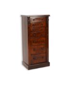 A Victorian walnut secretaire Wellington chest with side locking bar, 59cm wide, 42cm deep, 122cm