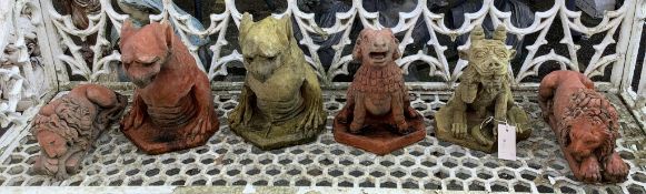 Six various assorted stone garden ornaments, largest height 25cm. Condition - fair