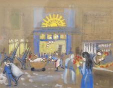 After Raoul Dufy (French, 1877-1943), gouache on paper, ‘Au Soleil d'Or’, 36 x 46cm. Condition -