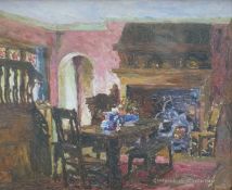 Gertrude Mary Coventry (Scottish 1886-1964), oil on board, Cottage interior, signed, 24 x 30cm,