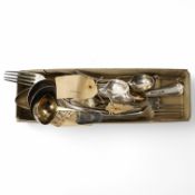 A quantity of assorted 19th century and later silver fiddle and Old English pattern flatware,