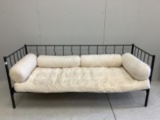 A contemporary metal day bed, width 199cm, depth 80cm, height 79cm. Condition - fair