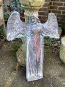 A cast composition winged angel garden wall plaque, height 72cm. Condition - fair to good