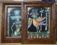 Ivan Rodriguez De la Torre (Cuban, 20th. C), pair of mixed medias, ‘Havanna Cuba, 2001’, 27 x